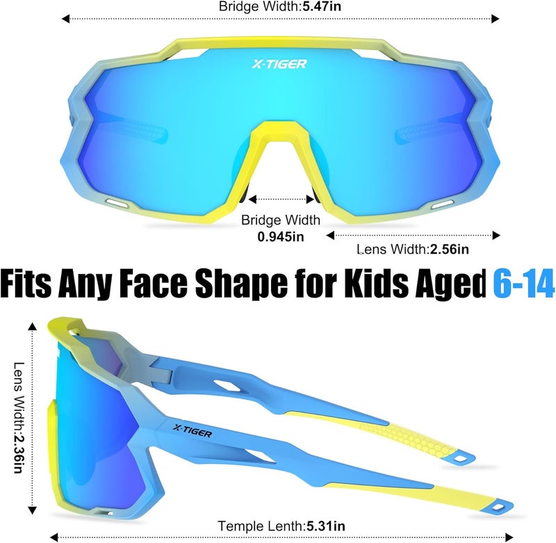 Xtiger Kids Sunglasses Polarized Youth Baseball Sunglasses for 8-14 boys girls UV400 Sports Softball Cycling Glasses - Image 3